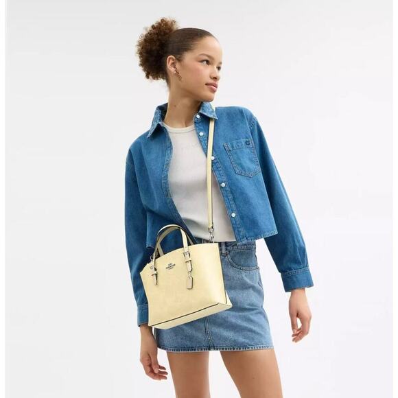 Coach Mollie Tote Bag 25 Signature Canvas CAL50 Signature Canvas/Silver/Hay NWT - Picture 5 of 12